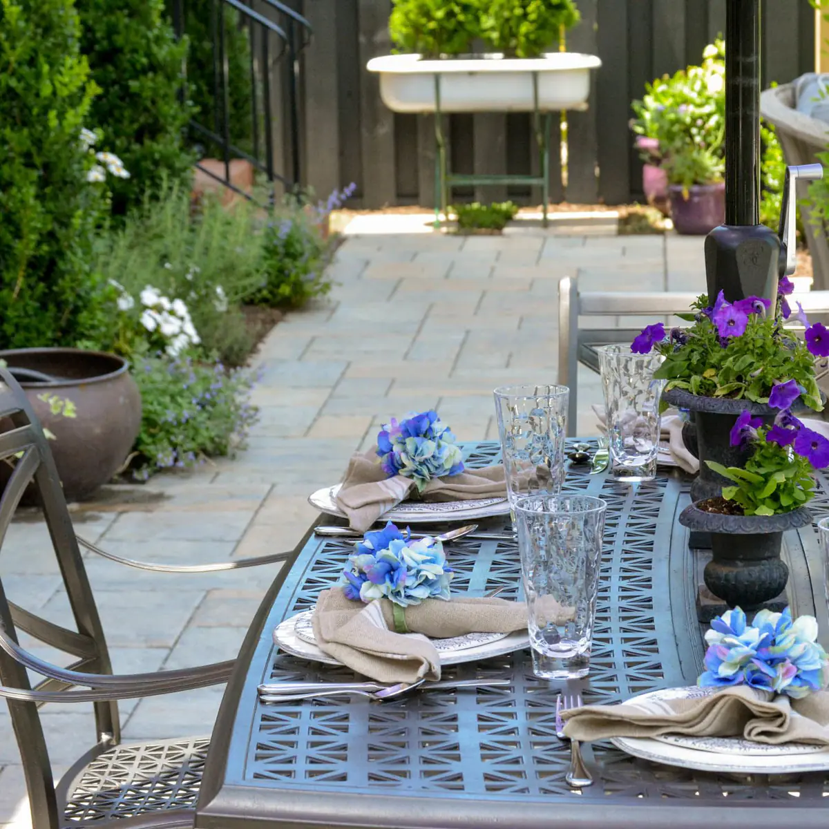 Decorated outside table on back patio