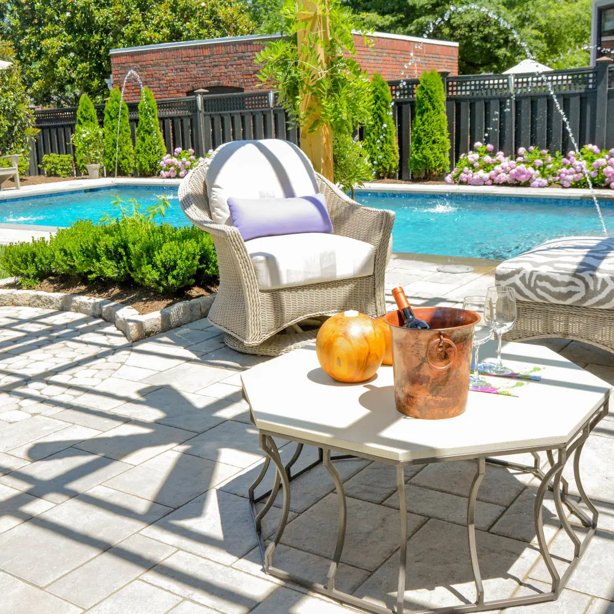 furnished backyard with pool and paver patio