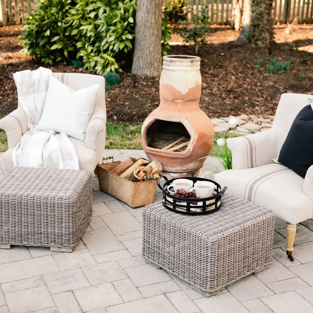 Hardscape backyard patio furnished