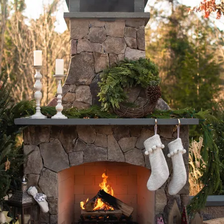 Wreath on an Outdoor Fireplace